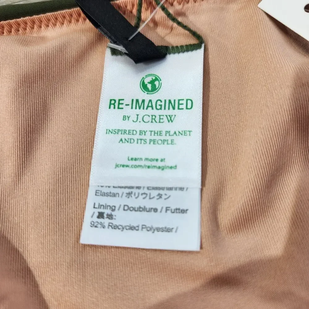 J. Crew Dark Green Curved Waist Cheeky Bikini Bottom New With Tags Womens Size M